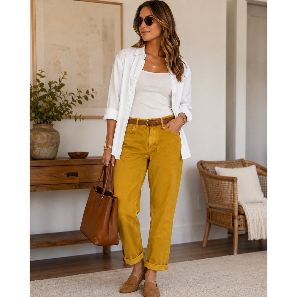 Women Size 14 Mustard Yellow Skinny Jeans Stretch Ankle Crop Y2K Colored Denim